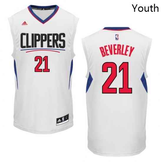 Youth Adidas Los Angeles Clippers 21 Patrick Beverley Authentic White Home NBA Jersey